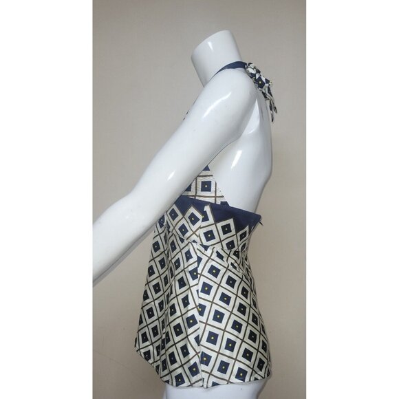 J Crew 100% Silk Geometric Halter Top Women's Size 6 - Picture 4 of 6